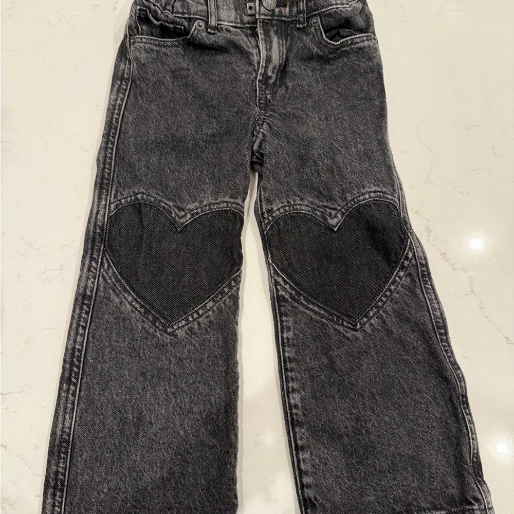BABY GAP Black Denim Jeans with Heart Patches